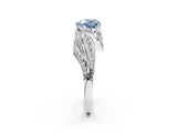 White gold Fancy Blue Heart Cut Diamond Solitaire Ring with Prong Setting and Twisted Pavé Band_26