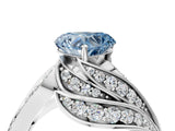 White gold Fancy Blue Heart Cut Diamond Solitaire Ring with Prong Setting and Twisted Pavé Band_28