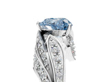 White gold Fancy Blue Heart Cut Diamond Solitaire Ring with Prong Setting and Twisted Pavé Band_29