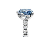 White gold Fancy Blue Heart Cut Diamond Solitaire Ring with Round  Pavé Band and Four-Prong Setting_65