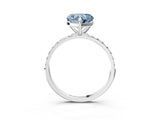 White gold Fancy Blue Heart Cut Diamond Solitaire Ring with Round  Pavé Band and Prong Setting_136
