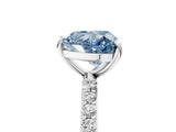 White gold Fancy Blue Heart Cut Diamond Solitaire Ring with Round  Pavé Band and Prong Setting_138