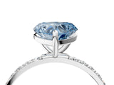 White gold Fancy Blue Heart Cut Diamond Solitaire Ring with Round  Pavé Band and Prong Setting_142
