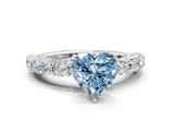 White gold Fancy Blue Heart Cut Diamond Solitaire Ring with Shared Prong Pavé Band and Four-Prong Setting_69