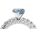 White gold Fancy Blue Heart Cut Diamond Solitaire Ring with Shared Prong Pavé Band and Four-Prong Setting_73