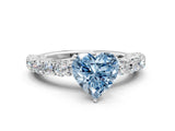 White gold Fancy Blue Heart Cut Diamond Solitaire Ring with Shared Prong Pavé Band and Four-Prong Setting_81
