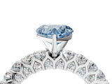 White gold Fancy Blue Heart Cut Diamond Solitaire Ring with Shared Prong Pavé Band and Four-Prong Setting_85