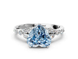 White gold Fancy Blue Heart Cut Diamond Solitaire Ring with Side Stones and Four-Prong Setting_66