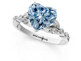 White gold Fancy Blue Heart Cut Diamond Solitaire Ring with Side Stones and Four-Prong Setting_67