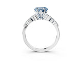 White gold Fancy Blue Heart Cut Diamond Solitaire Ring with Side Stones and Four-Prong Setting_69