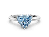 White gold Fancy Blue Heart Cut Diamond Solitaire Ring with Six-Prong Setting and Classic Band_327