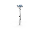 White gold Fancy Blue Heart Cut Diamond Solitaire Ring with Six-Prong Setting and Classic Band_329