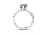 White gold Fancy Blue Heart Cut Diamond Solitaire Ring with Six-Prong Setting and Classic Band_330