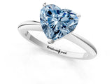 White gold Fancy Blue Heart Cut Diamond Solitaire Ring with Six-Prong Setting and Classic Band_334