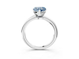White gold Fancy Blue Heart Cut Diamond Solitaire Ring with Six-Prong Setting and Classic Band_337
