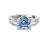 White gold Fancy Blue Heart  Cut Diamond Solitaire Ring with Tapered Baguette Accents and Four-Prong Setting_63