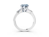 White gold Fancy Blue Heart  Cut Diamond Solitaire Ring with Tapered Baguette Accents and Four-Prong Setting_66