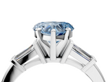 White gold Fancy Blue Heart  Cut Diamond Solitaire Ring with Tapered Baguette Accents and Four-Prong Setting_67