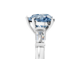 White gold Fancy Blue Heart  Cut Diamond Solitaire Ring with Tapered Baguette Accents and Four-Prong Setting_68