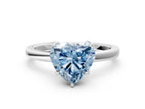 White gold Fancy Blue Heart Cut Diamond Solitaire Ring with Thin Band and Prong Setting_12