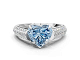 White gold Fancy Blue Heart Cut Diamond Solitaire Ring with Three-Row Pavé Band and Four-Prong Setting_49