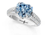 White gold Fancy Blue Heart Cut Diamond Solitaire Ring with Three-Row Pavé Band and Four-Prong Setting_50