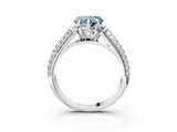 White gold Fancy Blue Heart Cut Diamond Solitaire Ring with Three-Row Pavé Band and Four-Prong Setting_51