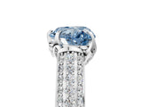 White gold Fancy Blue Heart Cut Diamond Solitaire Ring with Three-Row Pavé Band and Four-Prong Setting_53