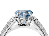 White gold Fancy Blue Heart Cut Diamond Solitaire Ring with Three-Row Pavé Band and Four-Prong Setting_53