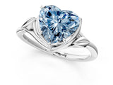 White gold Fancy Blue Heart Cut Diamond Solitaire Ring with Twist Band and Four-Prong Setting_163