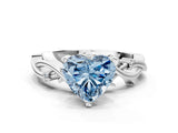 White gold Fancy Blue Heart Cut Diamond Solitaire Ring with Twisted Band and Prong Setting_320