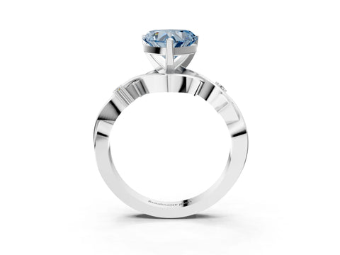 White gold Fancy Blue Heart Cut Diamond Solitaire Ring with Twisted Band and Prong Setting_323