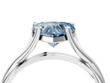 White gold Fancy Blue Heart Cut Diamond Solitaire Twist Band Prong Setting Ring_71