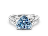 White gold Fancy Blue Heart Cut Diamond Solitaire Twist Band Prong Setting Ring_73