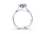 White gold Fancy Blue Heart Cut Diamond Solitaire Twist Band Prong Setting Ring_76