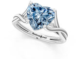 White gold Fancy Blue Heart Cut Diamond Solitaire Twist Band Prong Setting Ring_92