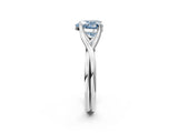 White gold Fancy Blue Heart Cut Diamond Solitaire Twist Band Prong Setting Ring_93