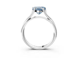 White gold Fancy Blue Heart Cut Diamond Solitaire Twist Band Prong Setting Ring_94