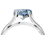 White gold Fancy Blue Heart Cut Diamond Solitaire Twist Band Prong Setting Ring_95