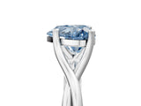 White gold Fancy Blue Heart Cut Diamond Solitaire Twist Band Prong Setting Ring_96
