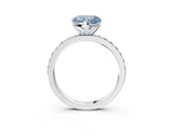 White gold Fancy Blue Heart  Cut Diamond Solitaire with Pave Band and Four-Prong Setting 4