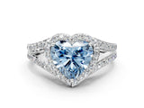 White gold Fancy Blue Heart Cut Diamond Split Shank Halo Ring with Four-Prong Setting_70