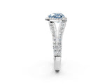 White gold Fancy Blue Heart Cut Diamond Split Shank Halo Ring with Four-Prong Setting_73