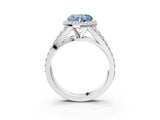 White gold Fancy Blue Heart Cut Diamond Split Shank Halo Ring with Four-Prong Setting_73