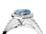 White gold Fancy Blue Heart Cut Diamond Split Shank Halo Ring with Four-Prong Setting_74