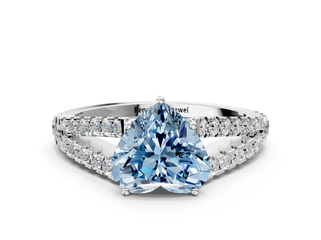 White gold Fancy Blue Heart Cut Diamond Split Shank Pavé Engagement Ring with Four-Prong Setting_87