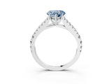 White gold Fancy Blue Heart Cut Diamond Split Shank Pavé Engagement Ring with Four-Prong Setting_90