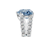 White gold Fancy Blue Heart Cut Diamond Split Shank Pavé Engagement Ring with Four-Prong Setting_92