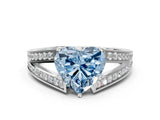 White gold Fancy Blue Heart Cut Diamond Split Shank Ring with Pavé Band and Four-Prong Setting_40