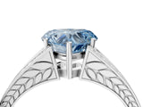 White gold Fancy Blue Heart Cut Diamond Split Shank Ring with Pavé Band and Four-Prong Setting_44